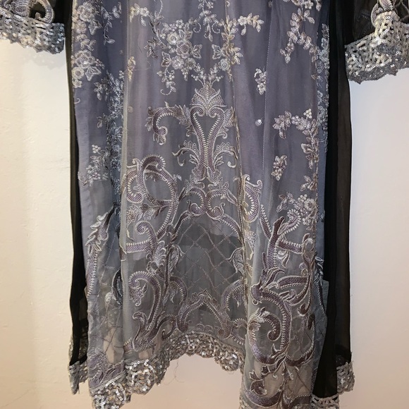 Black gray asian indian bollywood kurti top set - Picture 4 of 4